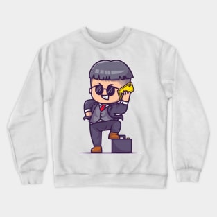 Cute Businessman Talking With Phone Cartoon Crewneck Sweatshirt